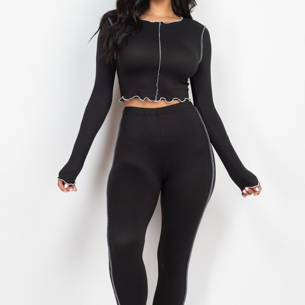 Women's 2 piece Sets: crop top & leggings, in multiple colors and sizes.